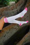 Running knee-high socks Road H White-Pink