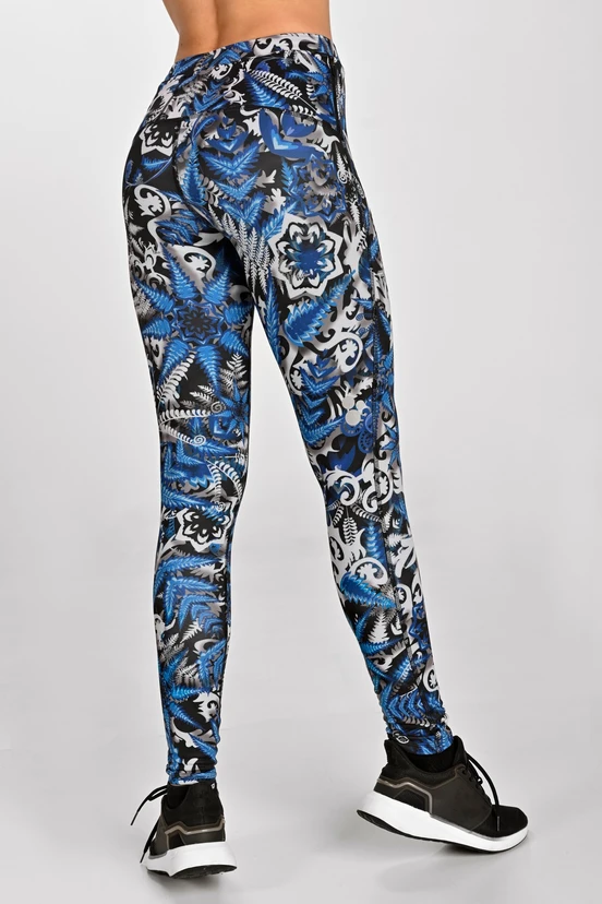 Insulated running leggings Dynamic Mosaic Fern Blue - packshot