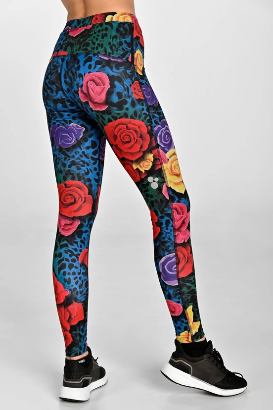 Legginsy ocieplane Dynamic do biegania Selva Roses Cobalt - packshot