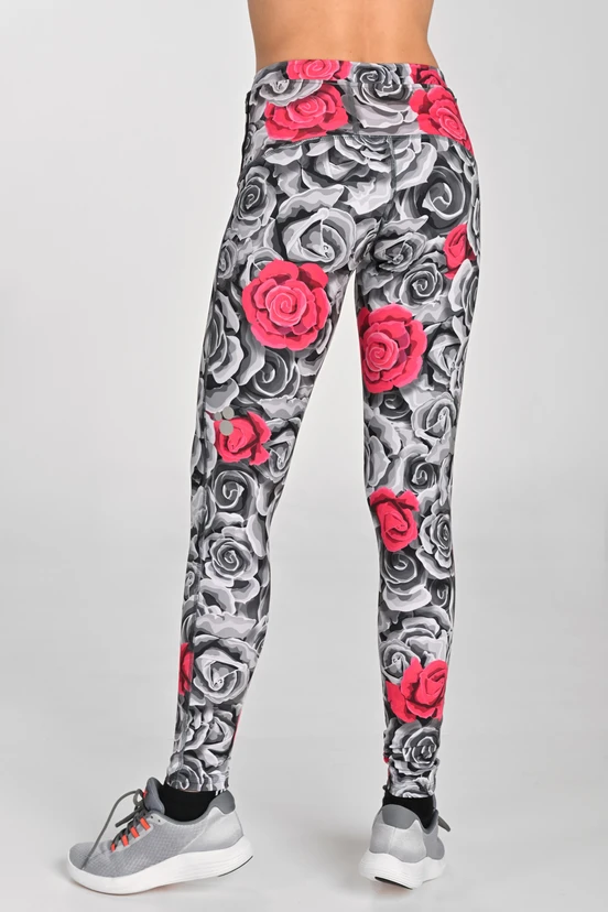 Legginsy regular Dynamic do biegania Ornamo Roses - packshot