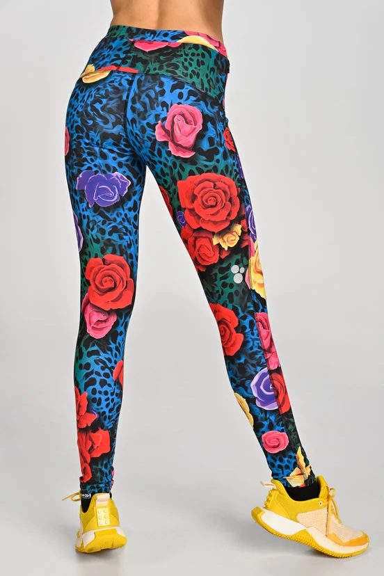 Regular Running Leggings Dynamic Selva Roses Cobalt - packshot