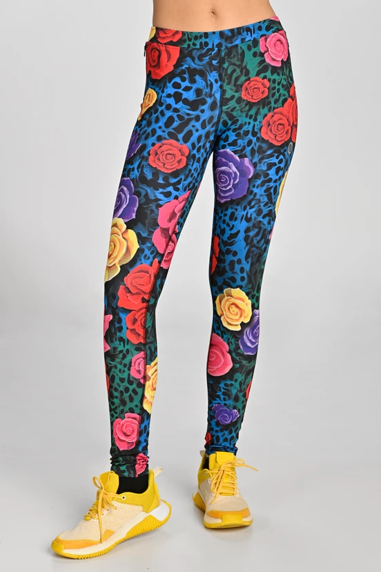 Regular Running Leggings Dynamic Selva Roses Cobalt - packshot