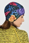 Short hat with earflaps Selva Roses Cobalt