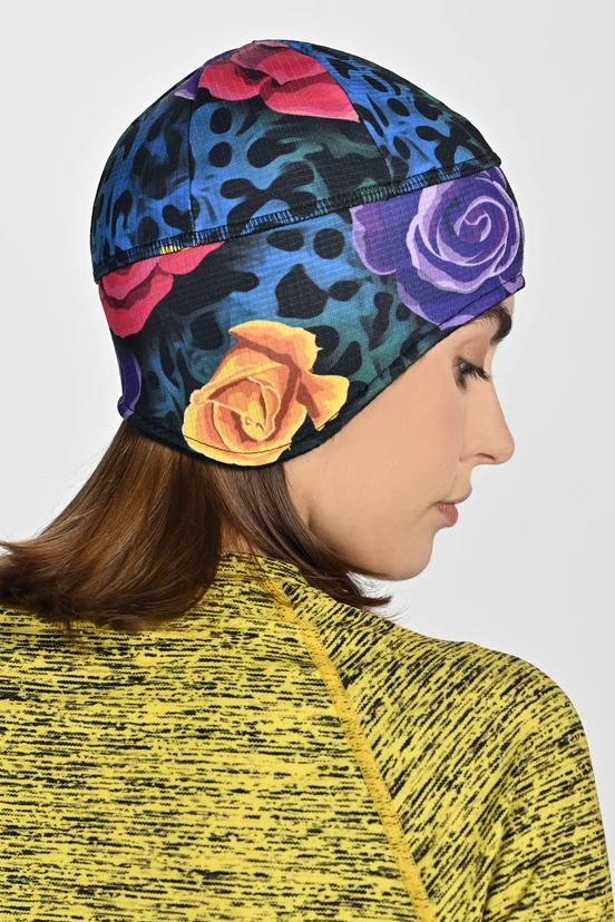 Short hat with earflaps Selva Roses Cobalt - packshot