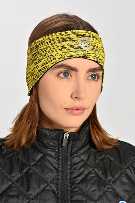 Termoaktivní sportovní čelenka s chrániči sluchu Melange Yellow - packshot