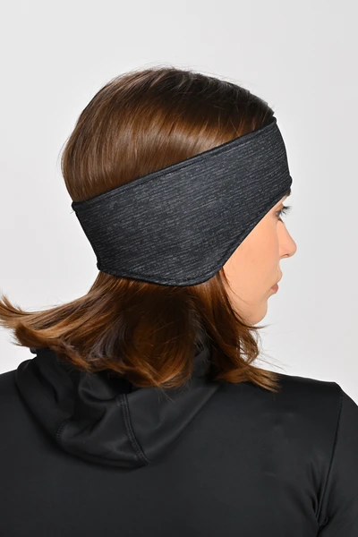 Thermoactive sports headband with ear pads Melange Black