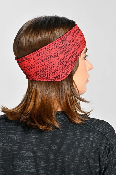 Thermoactive sports headband with ear pads Melange Red