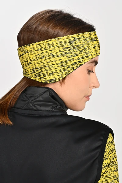 Thermoactive sports headband with ear pads Melange Yellow