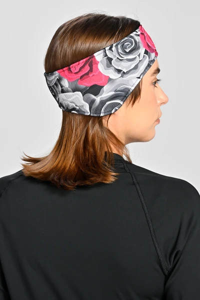 Thermoactive sports headband with ear pads Ornamo Roses