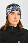 Thermoactive sports headband with ear pads Mosaic Fern Blue