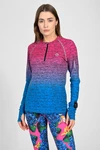 Blouse Zip Melange Azzurro-Rosa