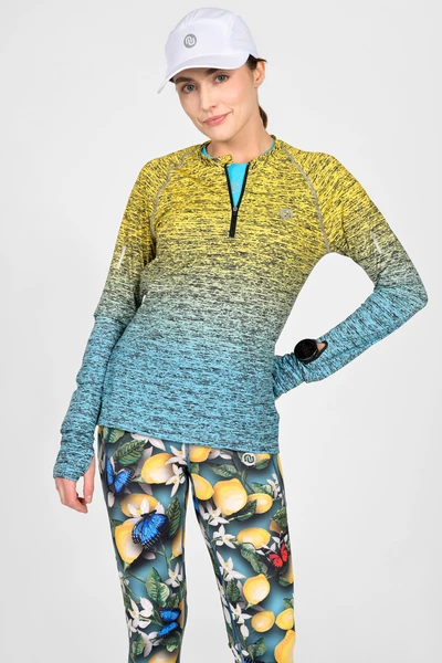 Blouse Zip Melange Turchese-Limone