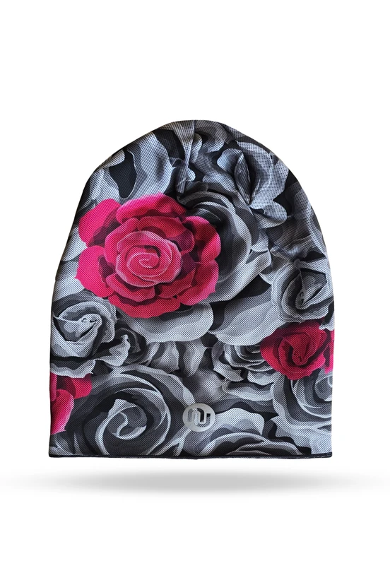 Czapka smerfetka termoaktywna Ornamo Roses-Melange Black - packshot