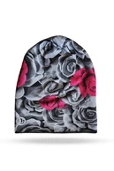 Czapka smerfetka termoaktywna Ornamo Roses-Melange Black - packshot