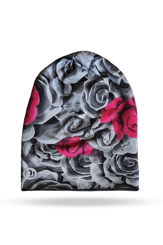 Czapka smerfetka termoaktywna Ornamo Roses-Melange Black - packshot