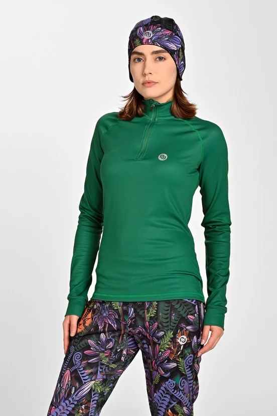 Insulated blouse with stand-up collar Zip Fern Green - packshot