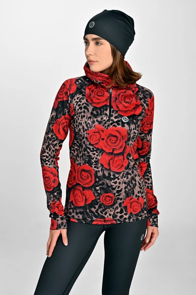 Insulated blouse with stand-up collar Zip Selva Roses