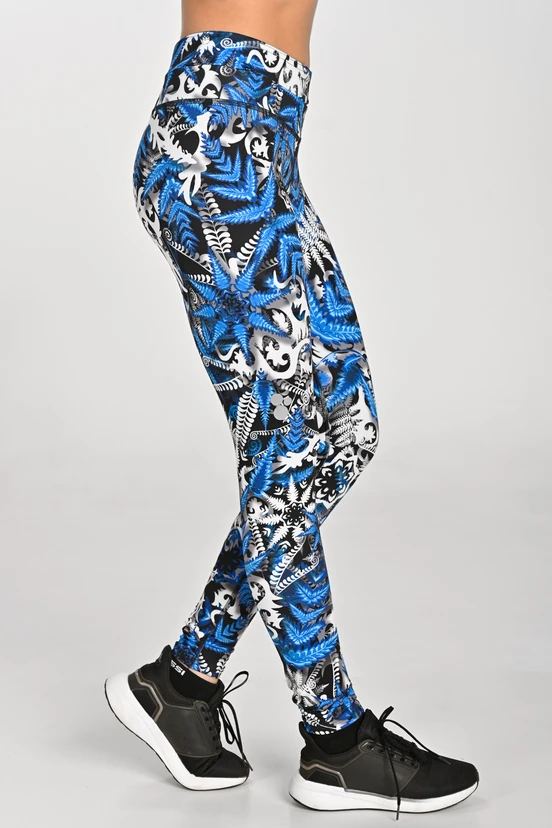 Leggings regular with waistband Pro Mosaic Fern Blue - packshot