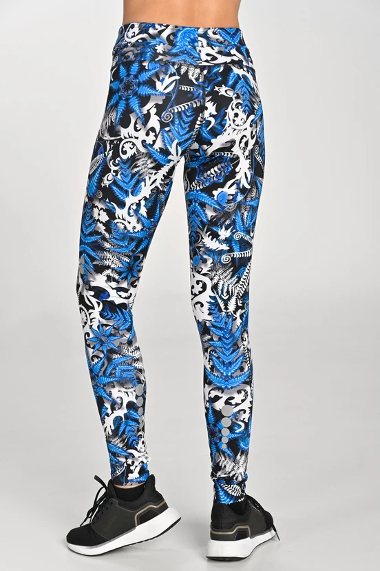 Leggings regular with waistband Pro Mosaic Fern Blue - packshot