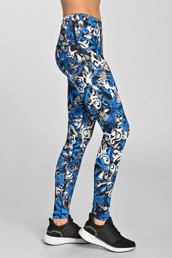 Legginsy regular Dynamic do biegania Mosaic Fern Blue - packshot