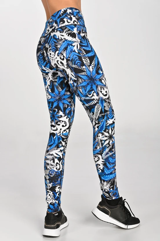 Legginsy regular z pasem Pro Mosaic Fern Blue - packshot