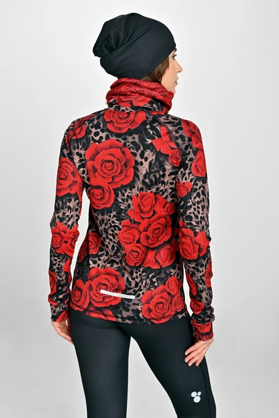 Insulated blouse with stand-up collar Zip Selva Roses Sample