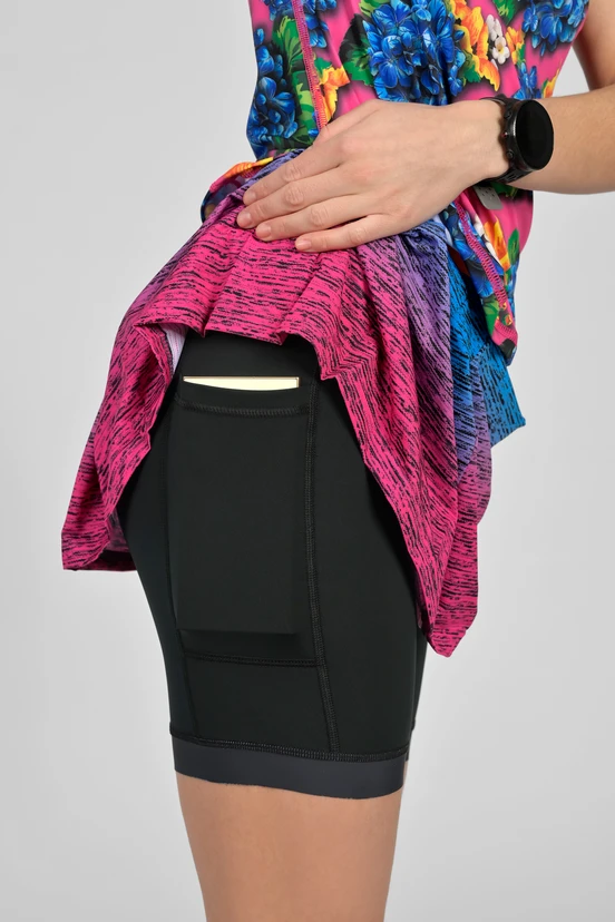 Pleated sport skirt with leggings Melange Azzurro-Rosa - packshot