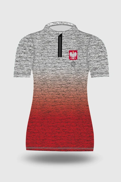 Preorder Women's sports T-shirt Zip Melange White-Red