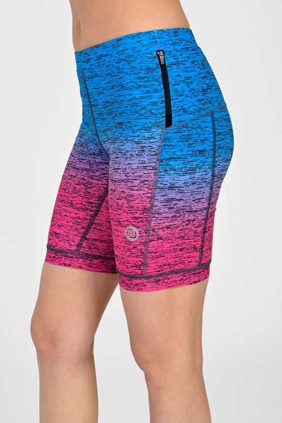 Short leggings with stabilizing tapes Melange Azzurro-Rosa - packshot