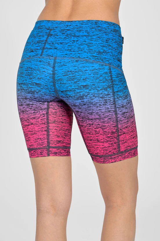 Short leggings with stabilizing tapes Melange Azzurro-Rosa - packshot