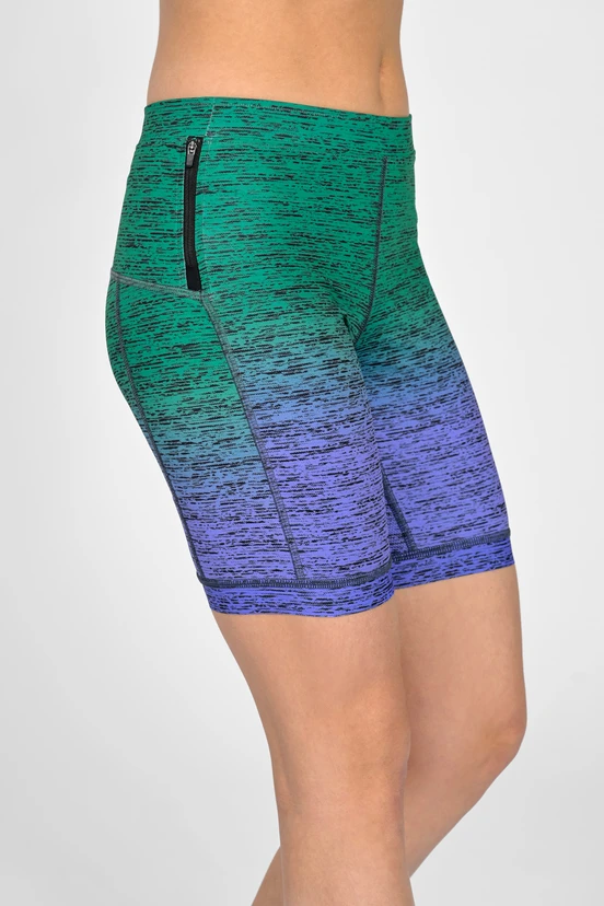 Short leggings with stabilizing tapes Melange Verde-Viola - packshot