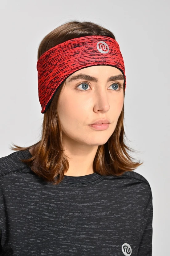 Thermoactive sports headband with ear pads Melange Red - packshot