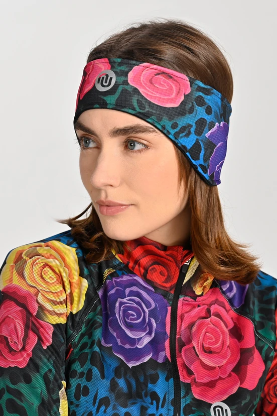 Thermoactive sports headband with ear pads Selva Roses Cobalt - packshot