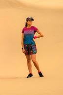 Trail T-shirt with pockets on the arms Melange Azzurro-Rosa - packshot