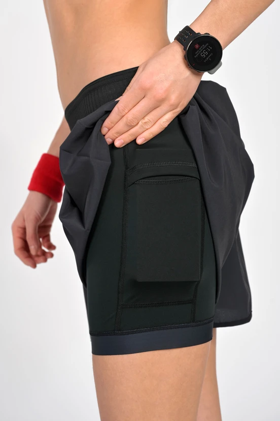 Women's sports shorts with leggings Black - packshot