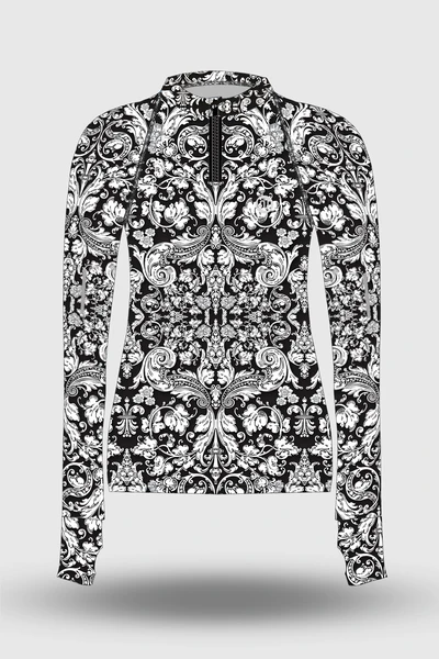 Preorder Blouse Zip Ornamo White-Black