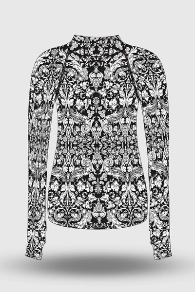 Preorder Blouse Zip Ornamo White-Black