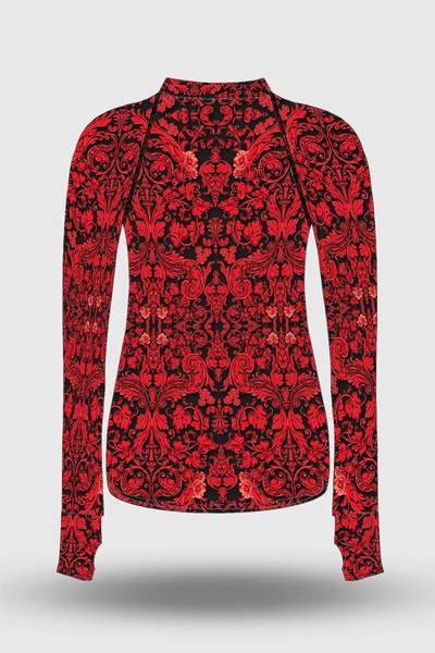 Preorder Blouse Zip Ornamo White-Red