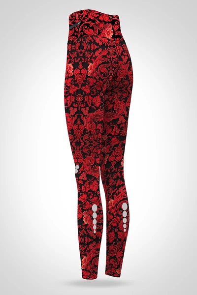 Preorder Regular high waisted leggings Ornamo Red-Black