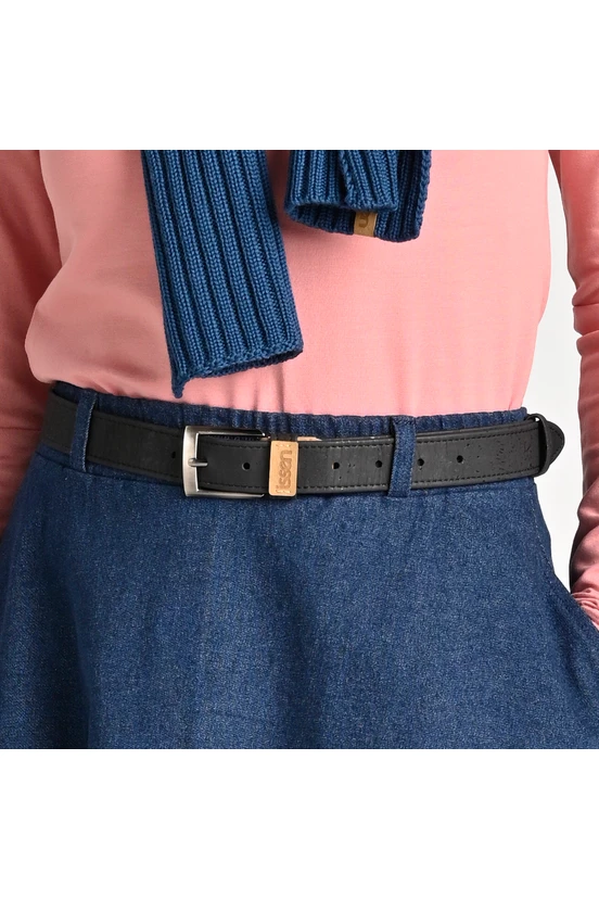 Women's belt made of natural cork Black - packshot