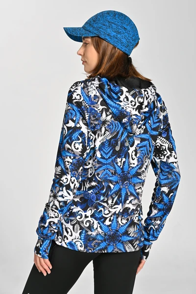 Premium zipped hoodie Mosaic Fern Blue