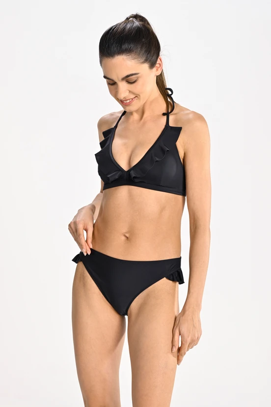 Classic bikini bottoms with frills Black - packshot