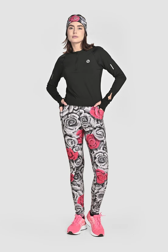 Dual Space leggings with side pockets Ornamo Roses - packshot