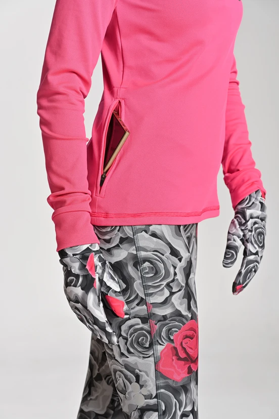 Insulated blouse with stand-up collar Zip GloPink - packshot