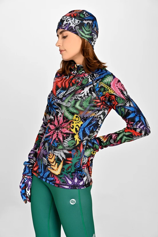 Insulated blouse with stand-up collar Zip Mosaic Fern - packshot