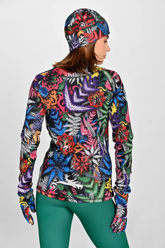 Insulated blouse with stand-up collar Zip Mosaic Fern - packshot