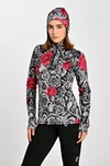 Insulated blouse with stand-up collar Zip Ornamo Roses