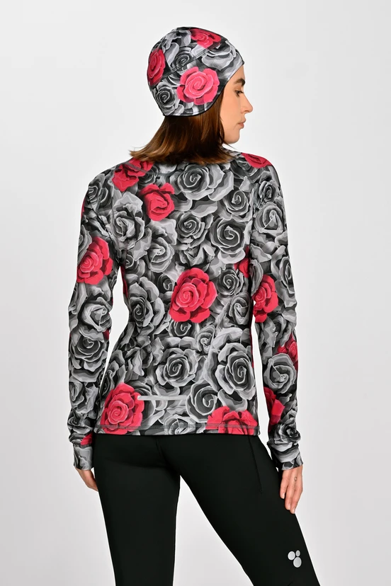 Insulated blouse with stand-up collar Zip Ornamo Roses - packshot