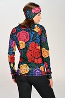 Insulated blouse with stand-up collar Zip Selva Roses Cobalt - packshot