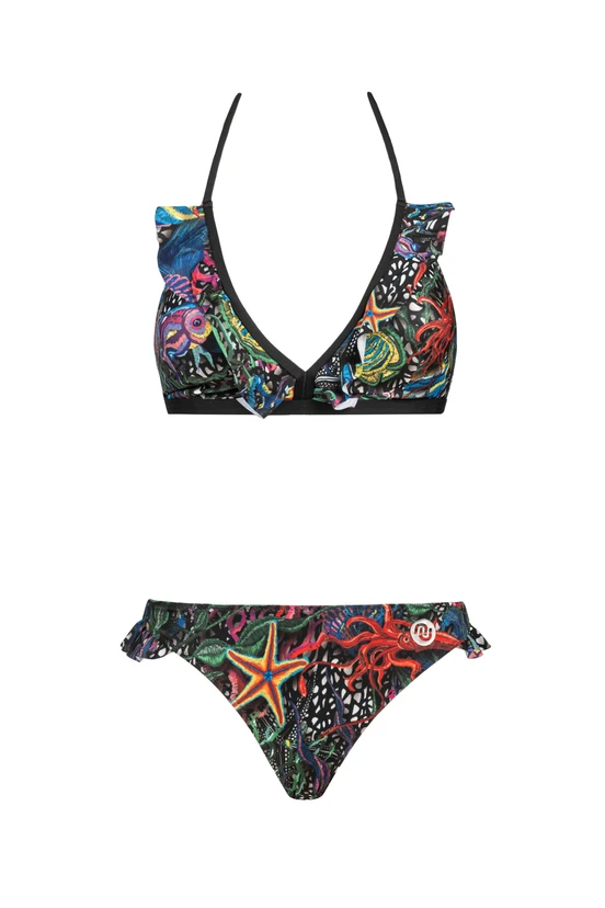 Klasické bikinové kalhotky s volánky Mosaic Sea - packshot